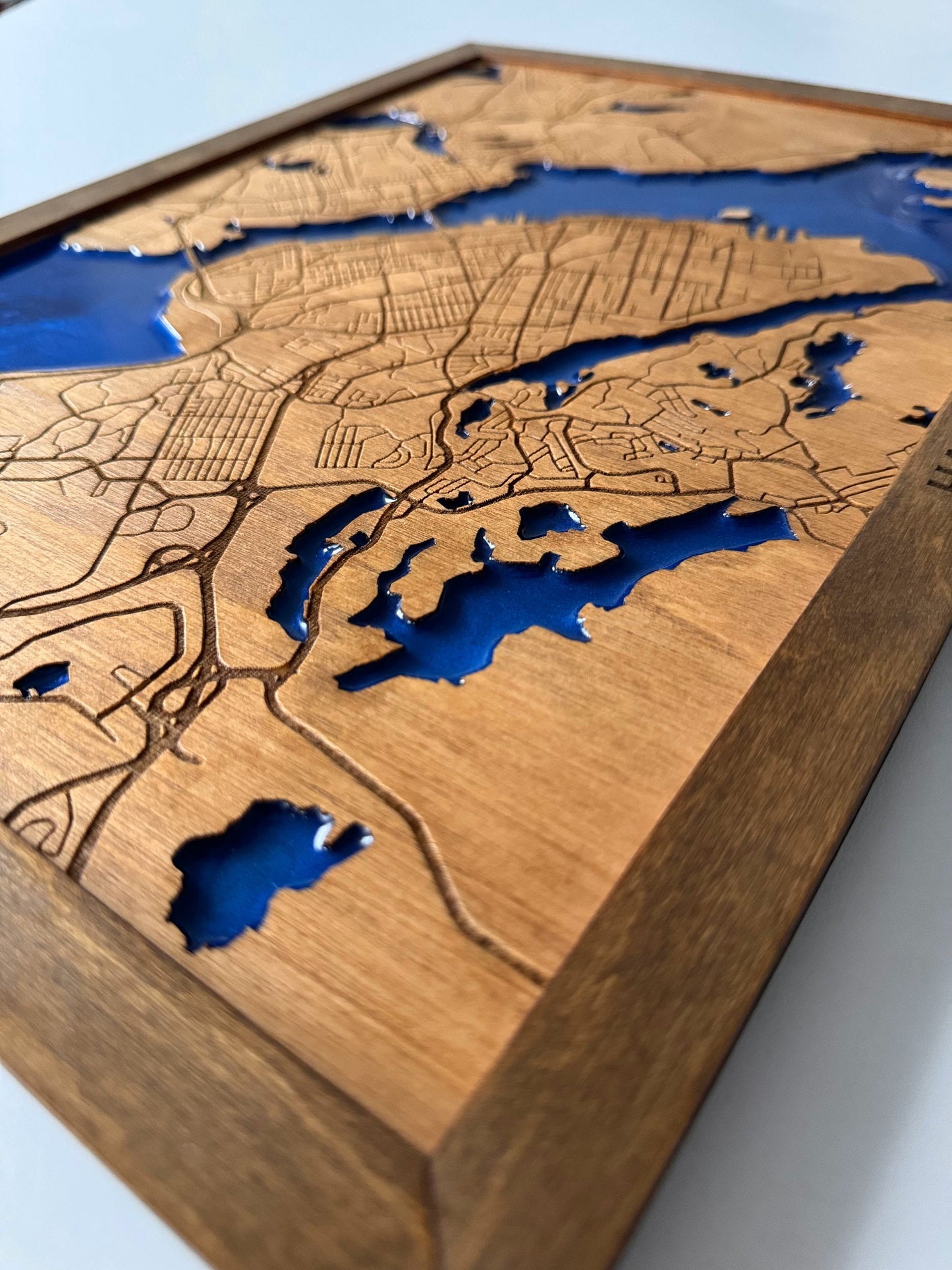 Halifax wooden map / Canada engraved map with epoxy resin / Handmade wall decor / 40x29 cm