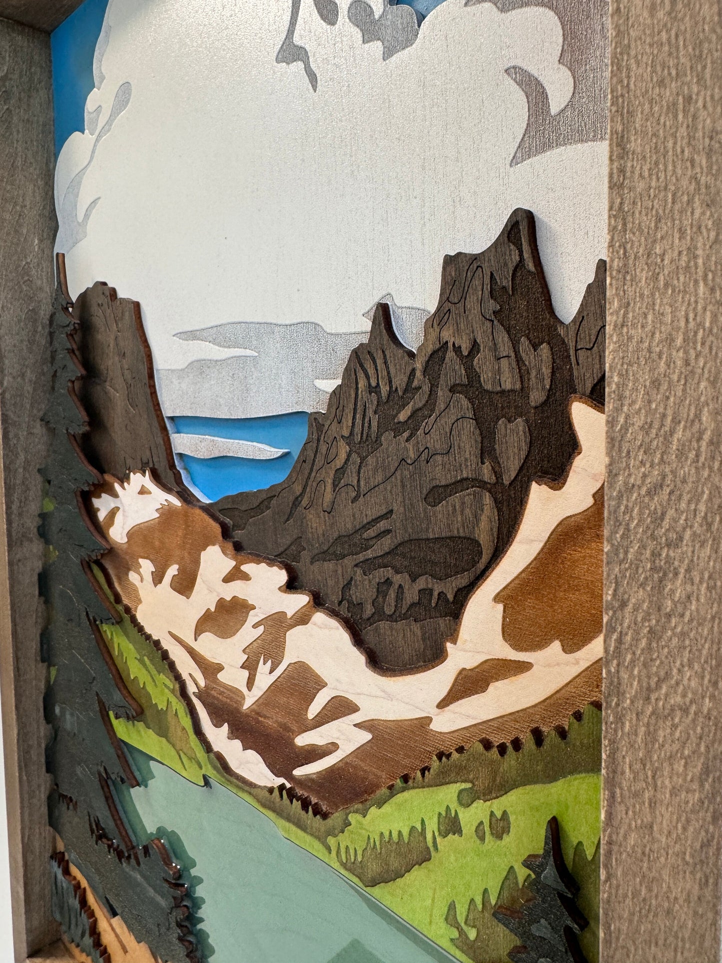 Handcrafted Rocky Mountain National Park Scene Landscape with Epoxy Resin and Wooden Frame | 12.75" x 18.75" inch