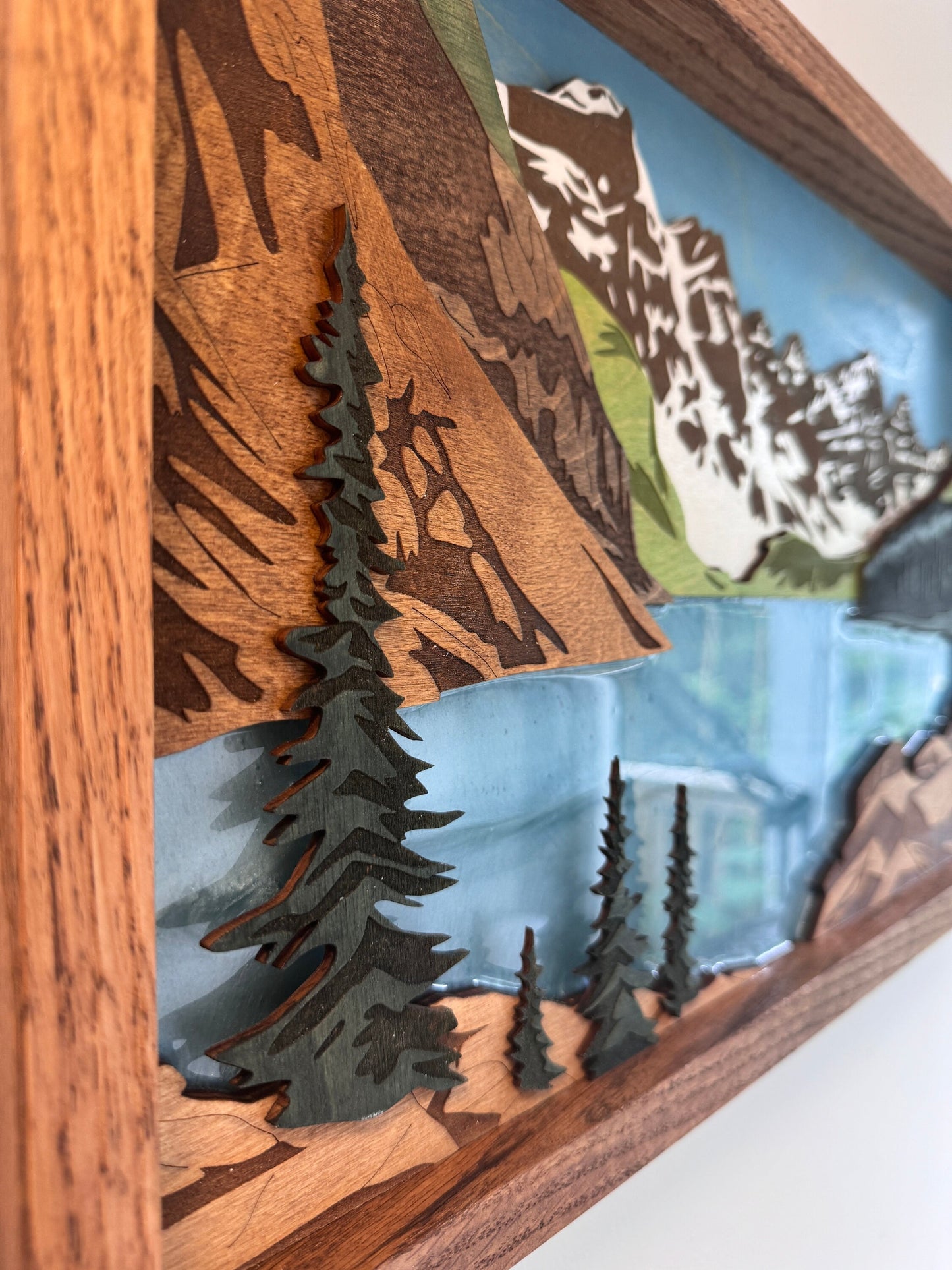 Banff National Park Canada | Moraine Lake / Lake Louise Wooden Framed Art with epoxy | Travel Wall Decor | 20.75" x 12.25"