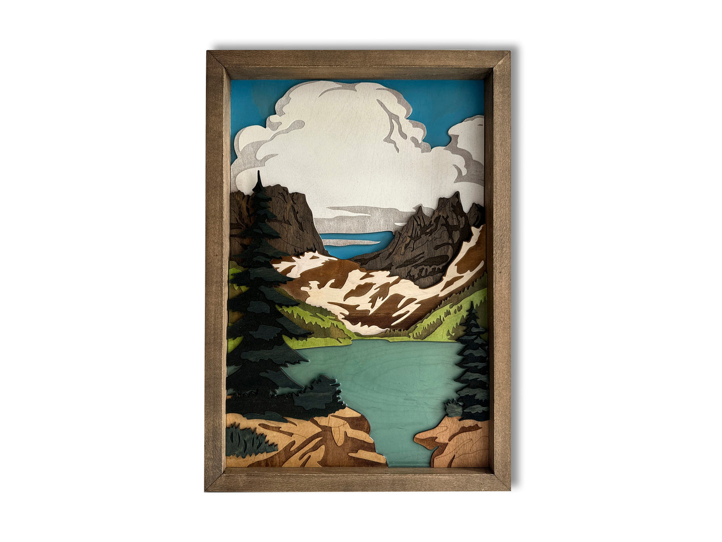 Handcrafted Rocky Mountain National Park Scene Landscape with Epoxy Resin and Wooden Frame | 12.75" x 18.75" inch