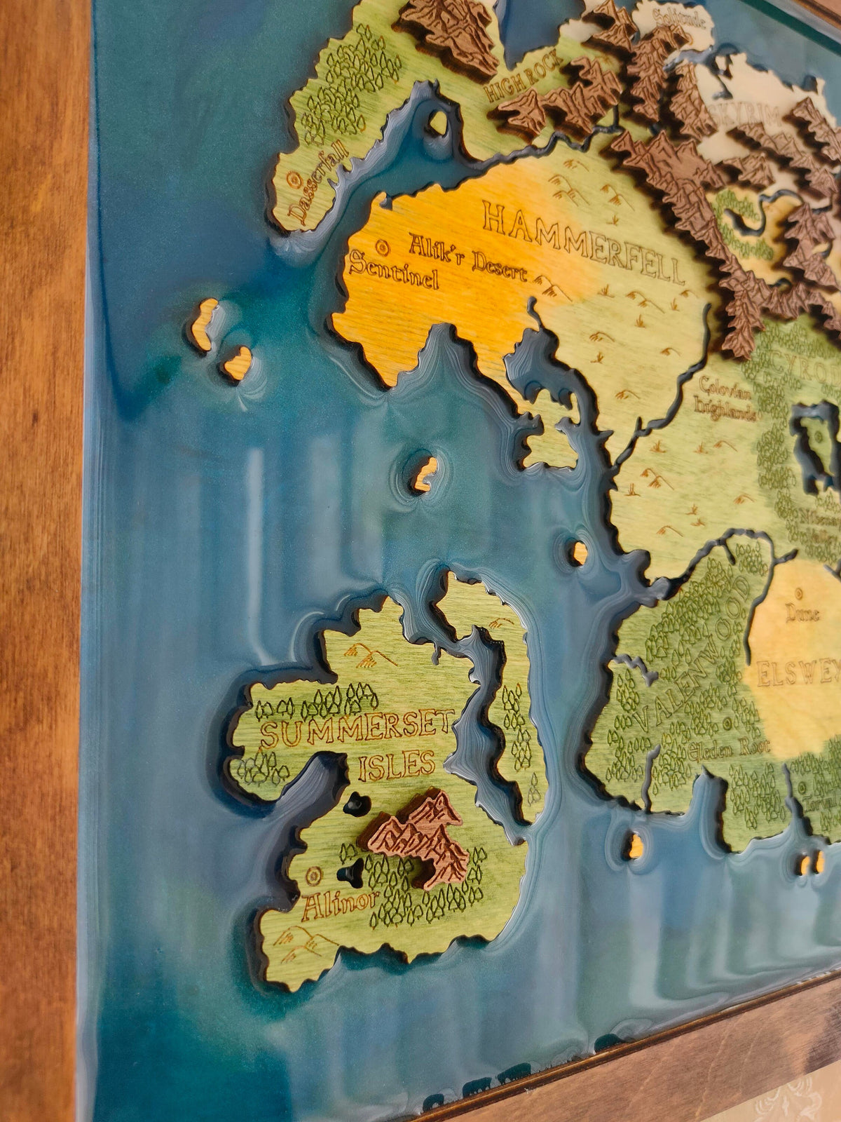 Tes Shadow Key Map Skyrim Wood Map | Tamriel engraved epoxy map | The Elder Scrolls TES G ...